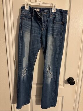GAP Women's Real Straight Leg Distressed Blue Jeans 28 short